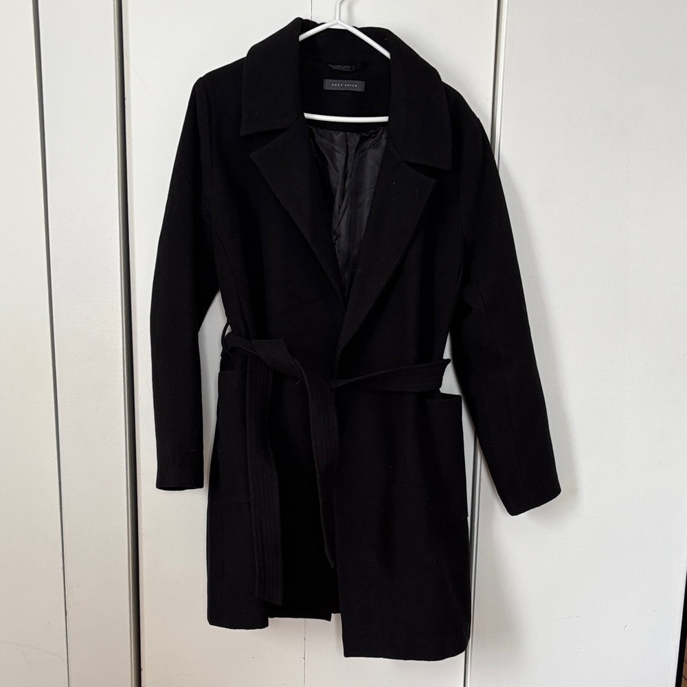 Suzy Shier Black Trench Coat for Women
